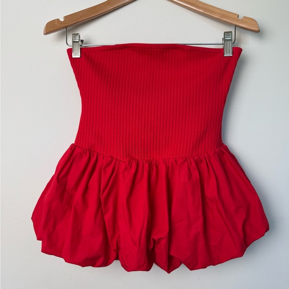 Anthropologie Maeve Strapless Bubble-Hem Peplum Top - Picture 5 of 7